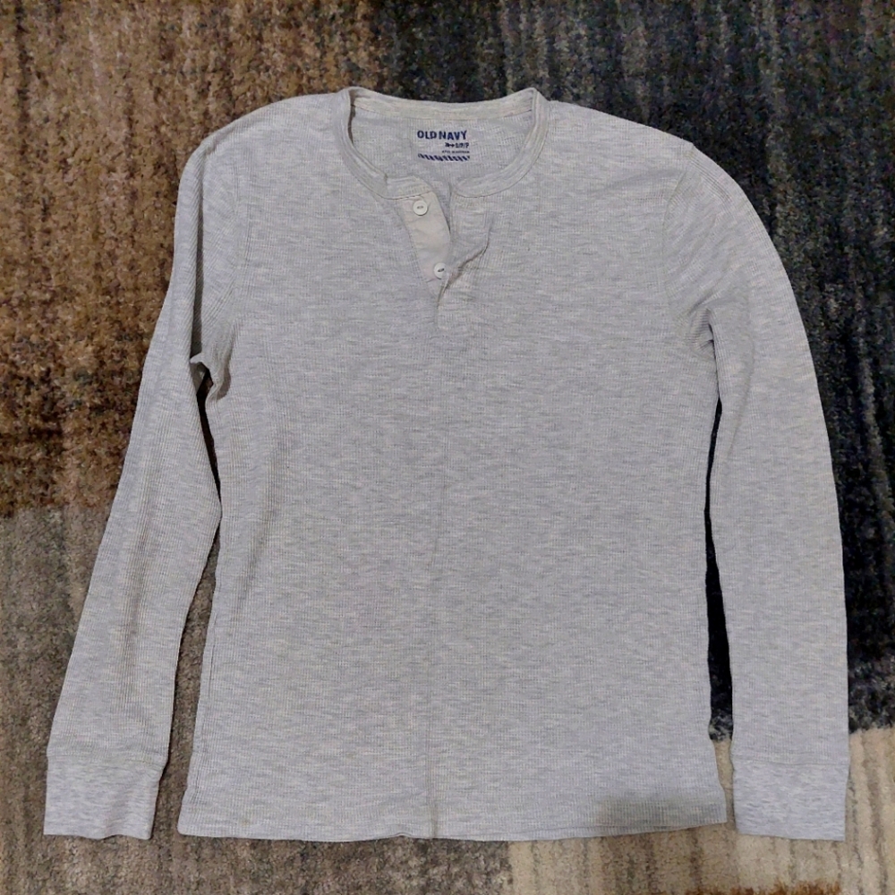 Men - Old Navy Light Grey Long Sleeves Waffle Top